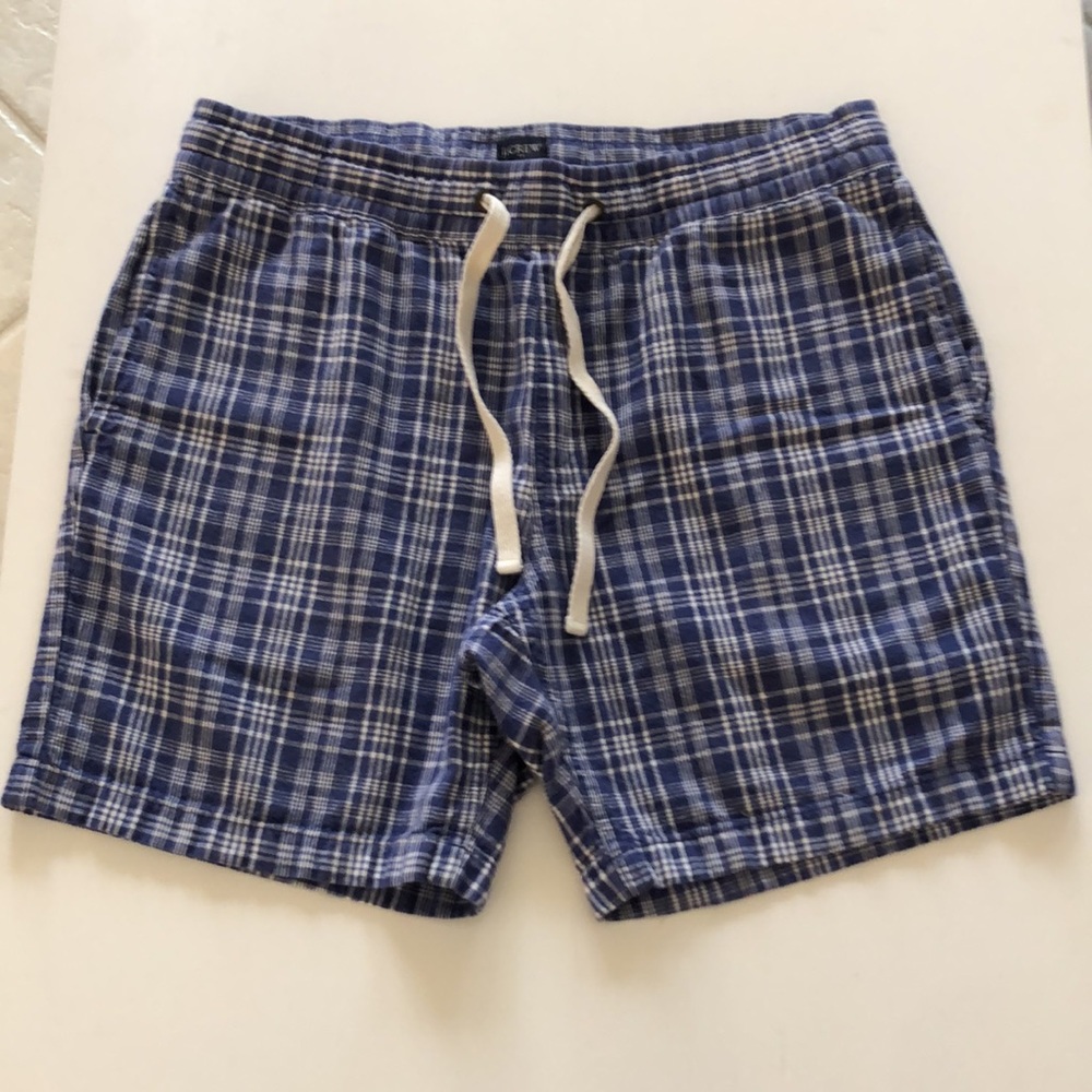 Blue and white mens J Crew plaid shorts